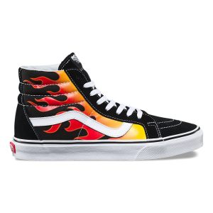 Vans Bayan Spor Ayakkabı Flame Sk8-Hi Reissue Siyah/Beyaz | 54488-568